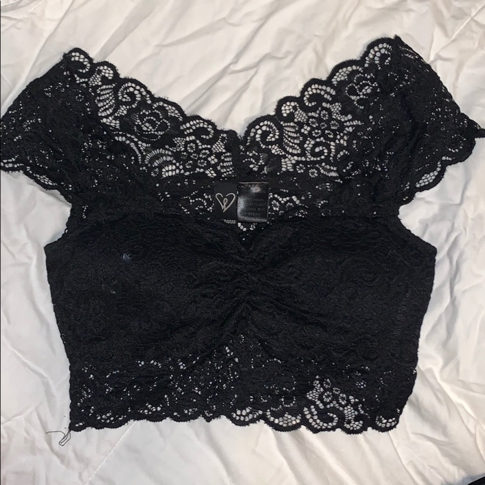 Windsor black lace crop top
